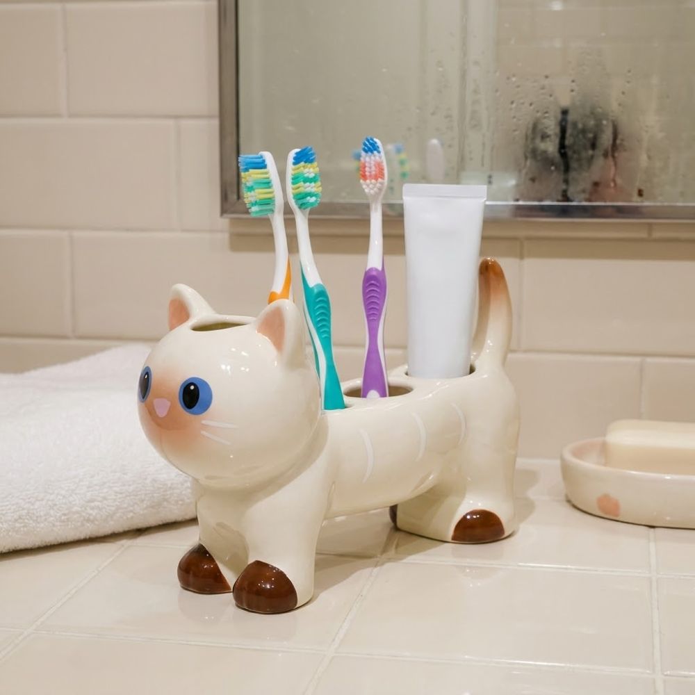 Energy Storage Rack - Cat Dog Shape Ceramic Toothbrush Holder