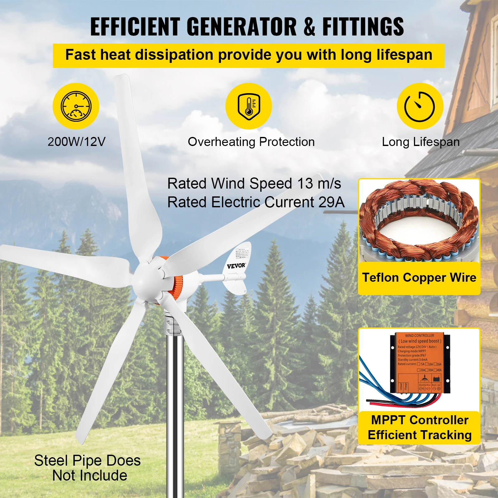 Small Wind Turbine Generator 3 - Renewable Energy Use บทวิจารณ์และราคา