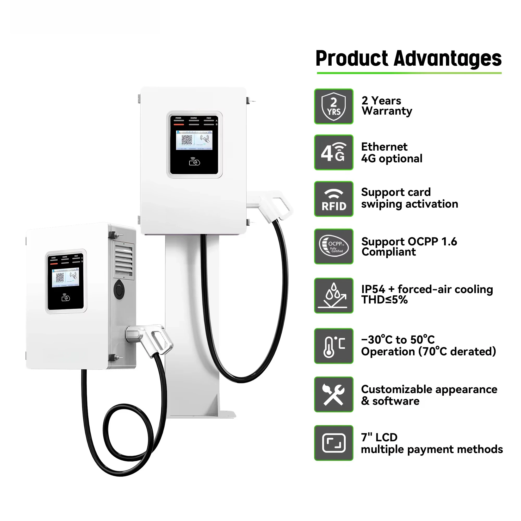Ocpp 20kw 30kw 40kw CCS GBT Co - Ev Charger Wallbox บทวิจารณ์และราคา
