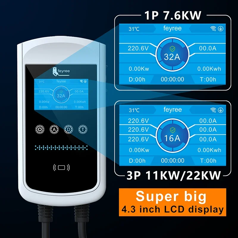 feyree Type2 EV Charger 32A 7. - Ev Charger Wallbox บทวิจารณ์และราคา